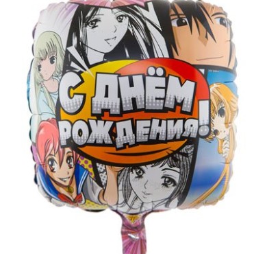 Шар фольгированный с днем рождения аниме